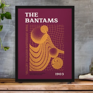 Bradford - Inspired Art Print - Psychedelic design in Team Colours A3/A4/A5/A6 Gift Framed Options Available