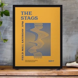 Mansfield - Geïnspireerde psychedelische kunstprint in teamkleuren A3/A4/A5/A6 Cadeau-ingelijste opties beschikbaar