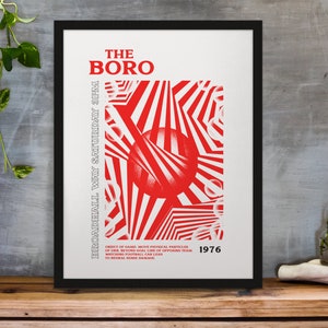 Stevenage - Inspired Psychedelic Art Print (white background) in Team Colours A3/A4/A5/A6 Gift Framed Options Available