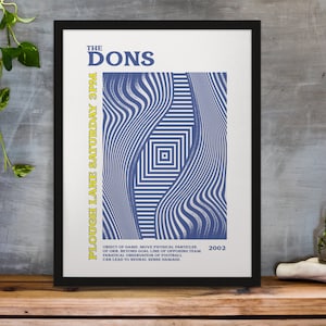 W&#39;bledon - Impresión de arte inspirada - Diseño psicodélico en colores del equipo Opciones enmarcadas de regalo A3/A4/A5/A6 disponibles