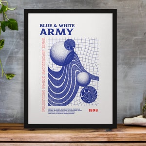 Fratton Park - Inspired Psychedelic Art Print (white background) in Team Colours A3/A4/A5/A6 Gift Framed Options Available