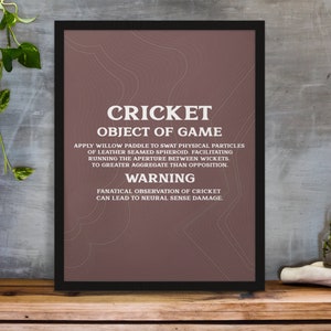 CRICKET Quote - Art Print - Psychedelic design and definition in various Colours A3/A4/A5/A6 Gift Framed Options Available