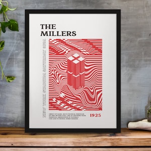 Rotherham - Psychedelic Art Print (white background) in Team Colours A3/A4/A5/A6 Gift Framed Options Available