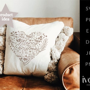Merry Christmas sweatshirt pillow heart plotter file clip art png svg cricut christmas gift silhouette sweatshirt pillow gift DIY