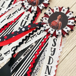 Personalized Senior Photo Button: School Colors & Ribbons