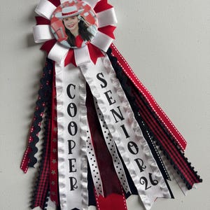 Personalized Senior Photo Button: School Colors & Ribbons - Etsy