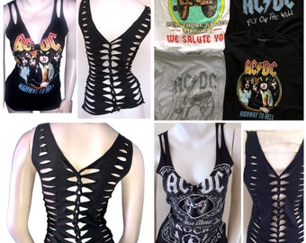 ACDC CUSTOM One of a KIND  Band  Cut Weave T-Shirt Top