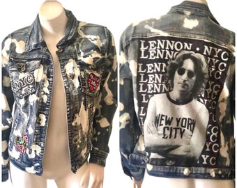 JOHN LENNON. NYC Distressed Bleached Jean Jacket