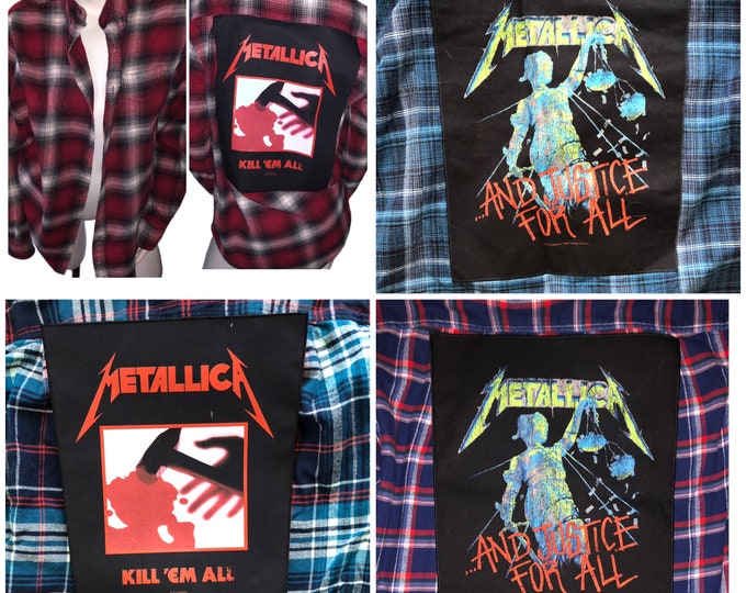 METALLICA ROCK BAND Flannel Shirt Etsy