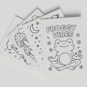 16 Page | Froggy Vibes Coloring Book – Cute & Funny Frog Pages | Printable Digital Download | Whimsical Kids Coloring Pages PDF