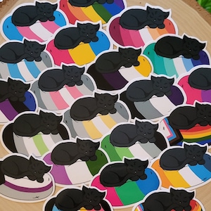 Black Cat Sticker | LGBTQA+, Pride, Rainbow, Lesbian, MLM, Bisexual, Pansexual, Aromantic, Asexual, Transgender, Nonbinary