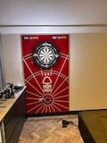 RED darts board FOOTBALL any club backing board protective board 7ft h x 4ft w (5mm thick board)