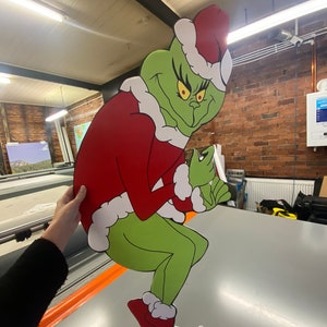 Grabbing stealing Grinch Christmas 3ft high plastic cut out
