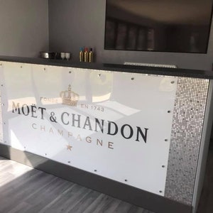 Moet and Chandon sign 6ft x 3ft white bar sign