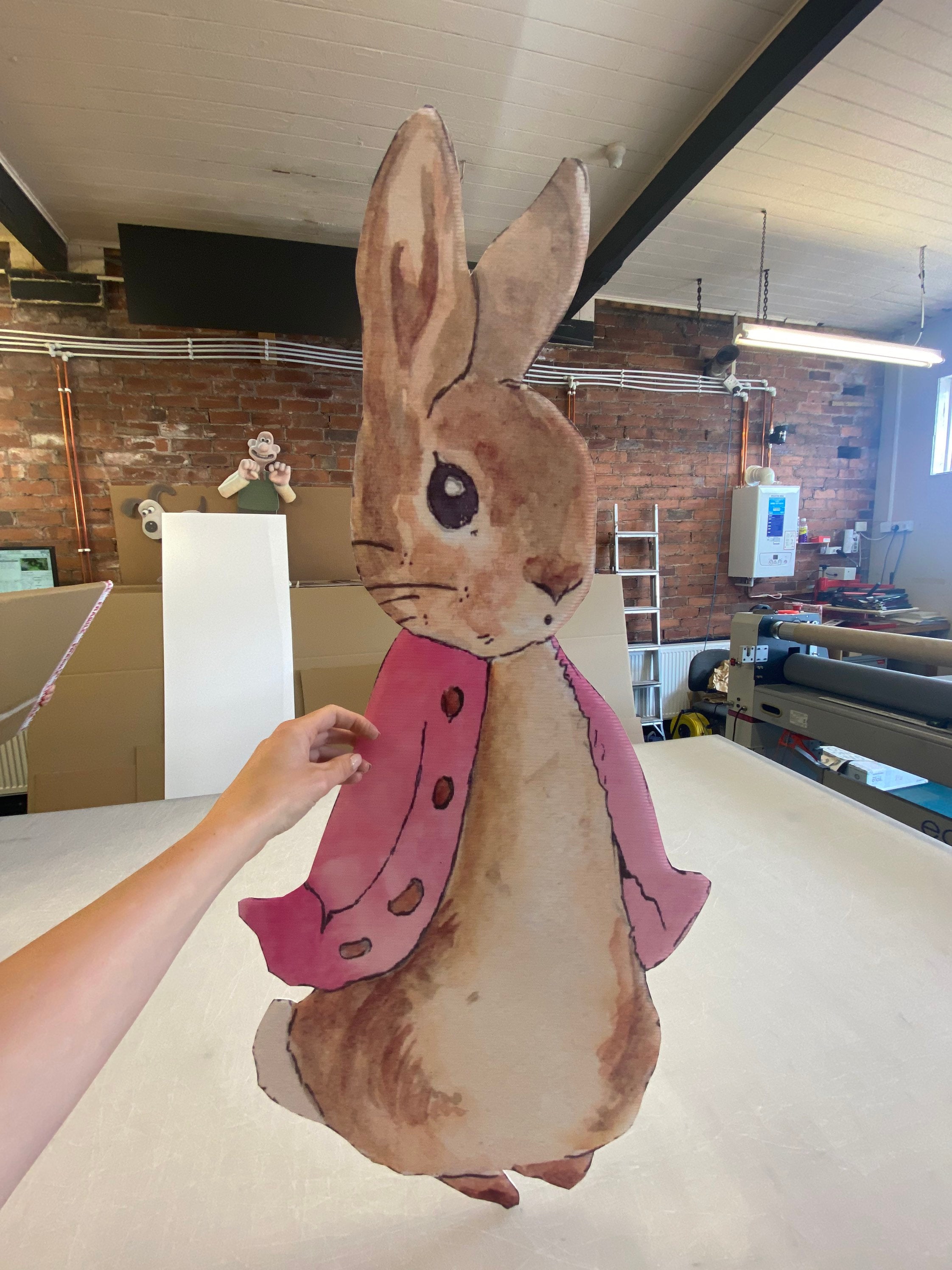 Pink flopsy rabbit 1m high plastic cut out baby shower events prop christening flopsy bunny