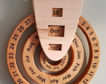 Perpetual calendar, wooden perpetual calendar, wood calendar, perpetual calender, never ending calendar,
