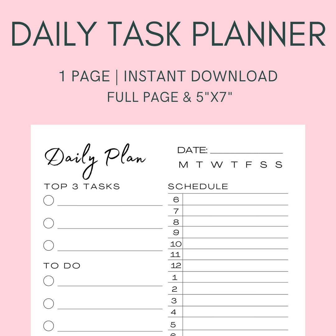 Daily Task Planner - Instant Download - Etsy