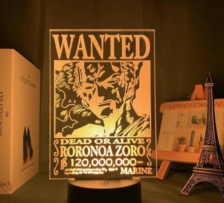 Lampe Veilleuse Led Wanted Roronoa Zoro de One Piece