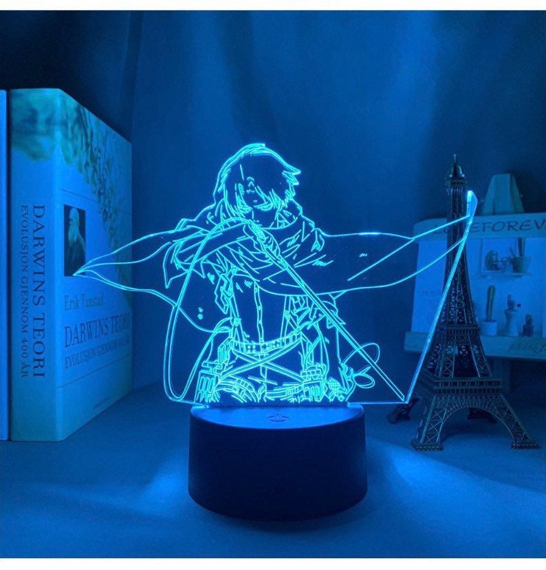Lampe Led 3D Veilleuse Attaque Des Titans Livaï