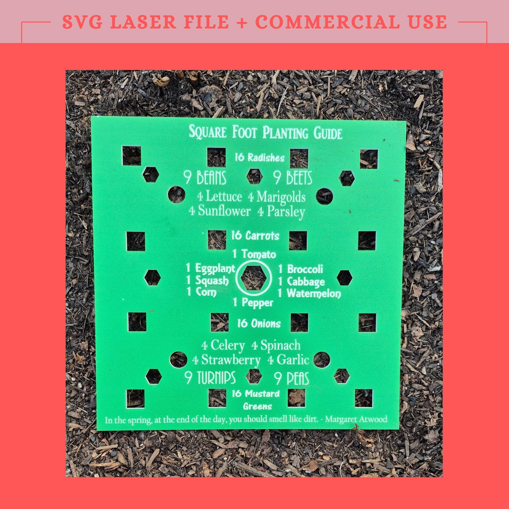 Square Foot Gardening Planting tool SVG for Laser cutters