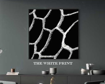 SQUARE Geometric Modern Wall Art Print / Large Stylish B/W Monochromatic Art  /  Budget-friendly Instant Digital Downloadable Printable Art