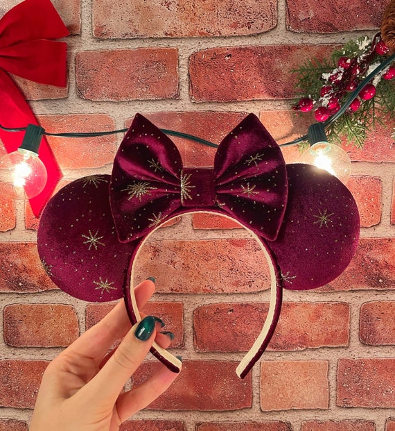 Golden Burst Cranberry Velvet Holiday Mouse Ears - W  display picture 1