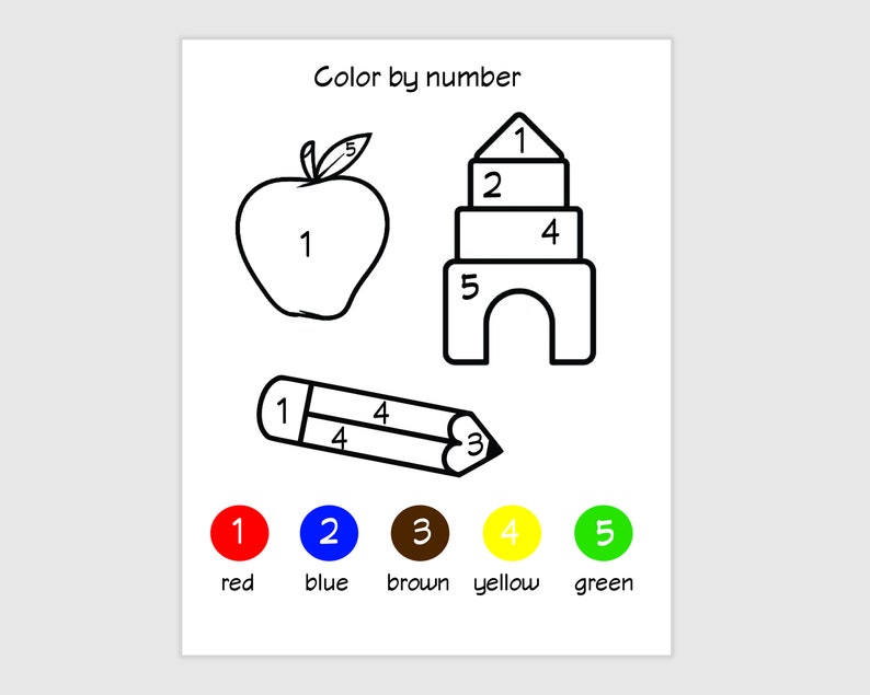 Color by Number Kids Coloring Page, Easy Coloring Page for Kids, Simple ...