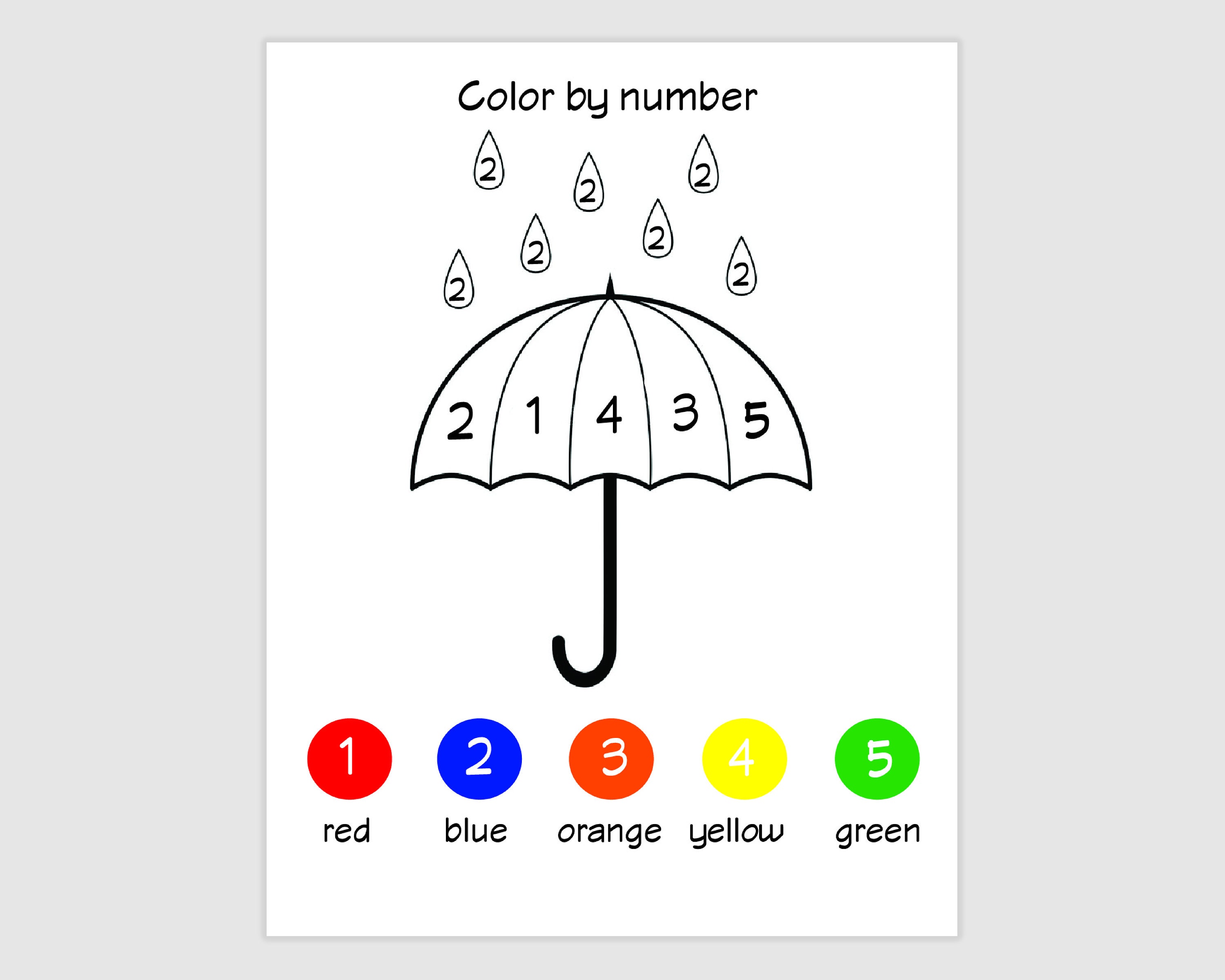Color by Number Kids Coloring Page, Easy Coloring Page for Kids, Simple