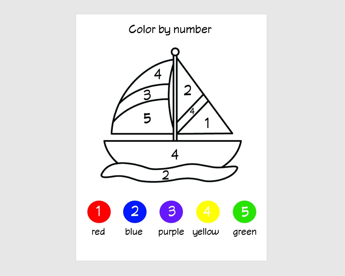 Color by Number Kids Coloring Page, Easy Coloring Page for Kids, Simple ...