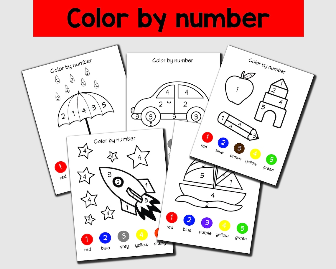 Color by Number Kids Coloring Page, Easy Coloring Page for Kids, Simple ...