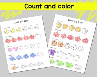 count and color activity page, learn to count, color learning page, fun coloring page, easy counting activity, kids color page, learning
