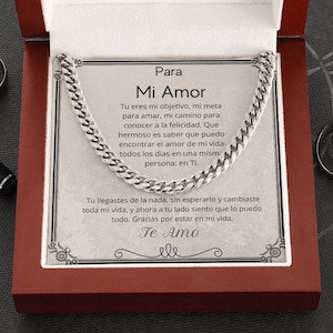 Para Mi Amor Collar de eslabones de cadena cubana española, Regalo Para El, Regalo Para Novio, Regalo Para Esposo, Regalo Para Aniversario