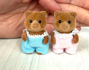 Vintage Sylvanian Families Marmalade Bärenbabys, Braunbären, Tear Drop Münder