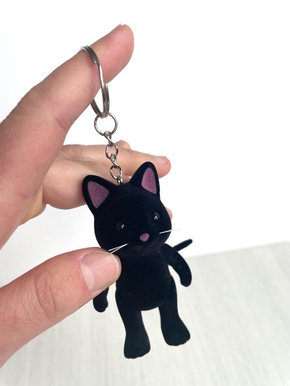 Black Cat Keychain, Cute Cat Lover Gift, Halloween Accessory