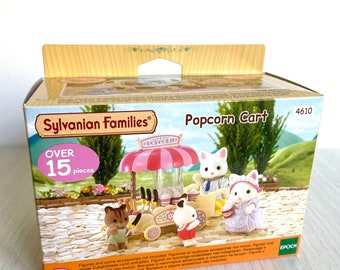 Calico Critters discontinued Popcorn Cart brand new in factory sealed box, Sylvanian collector's item!