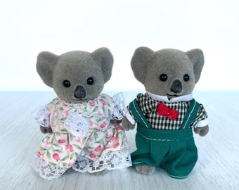 Calico Critters Vintage Billabong Koala mom and dad, Sylvanian rare discontinued collectible family