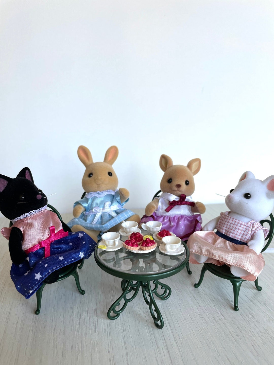Calico Critters Tea Party Custom Set With Kangaroo Mom, Sunny Rabbit ...