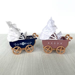 Calico Critters stroller in new condition, royal blue pram with lace insert, retro blue floral pram, pink lace pram, you choose