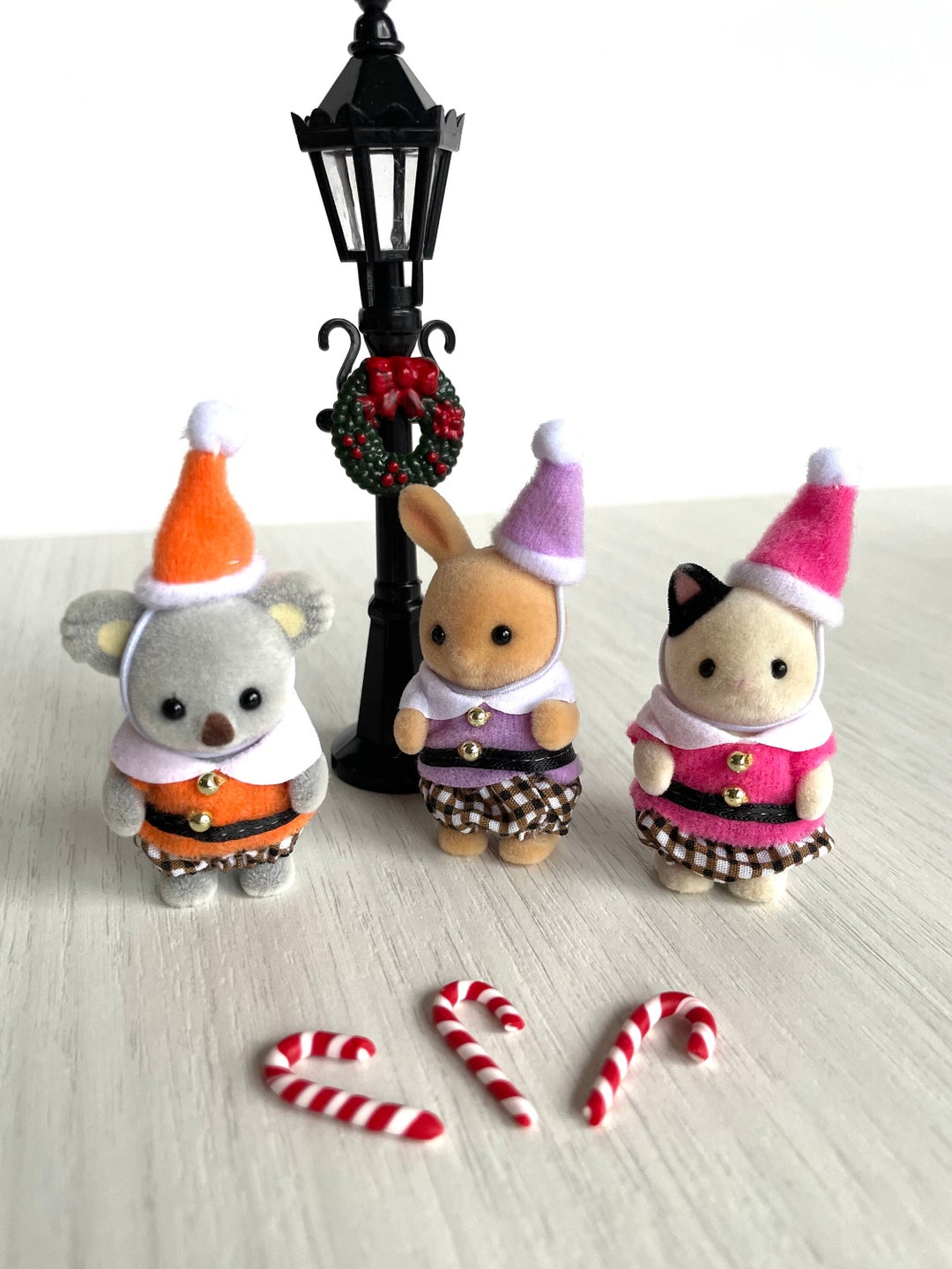 Little Elves Calico Critters Cuties, Custom Set With Baby Acorn