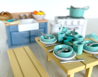 Juego de cocina rústica vintage de Sylvanian Families, juego descontinuado, completo y en excelentes condiciones, juego raro de Inglaterra