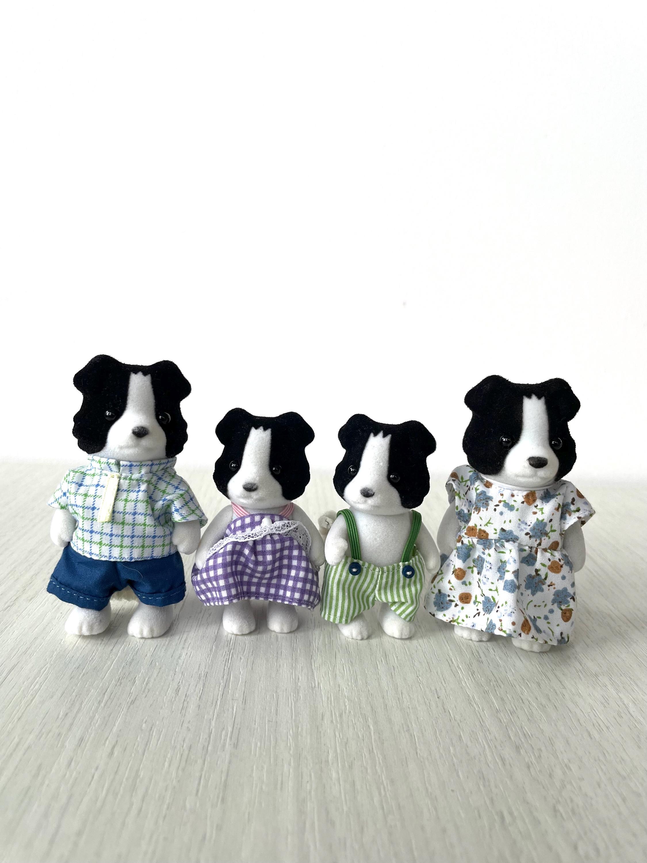 Calico Critters Fletcher Border Collie Dogs Sheep Dog Sylvanian Families Black and White Minimal Fading to Black Flocking Etsy Denmark