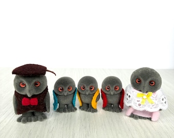 Rare Orange-Eyed Treefellow Owls - Sylvanian Families Calico Critter Set | Excellent Condition | Limited Edition | Easter Gift for Collector