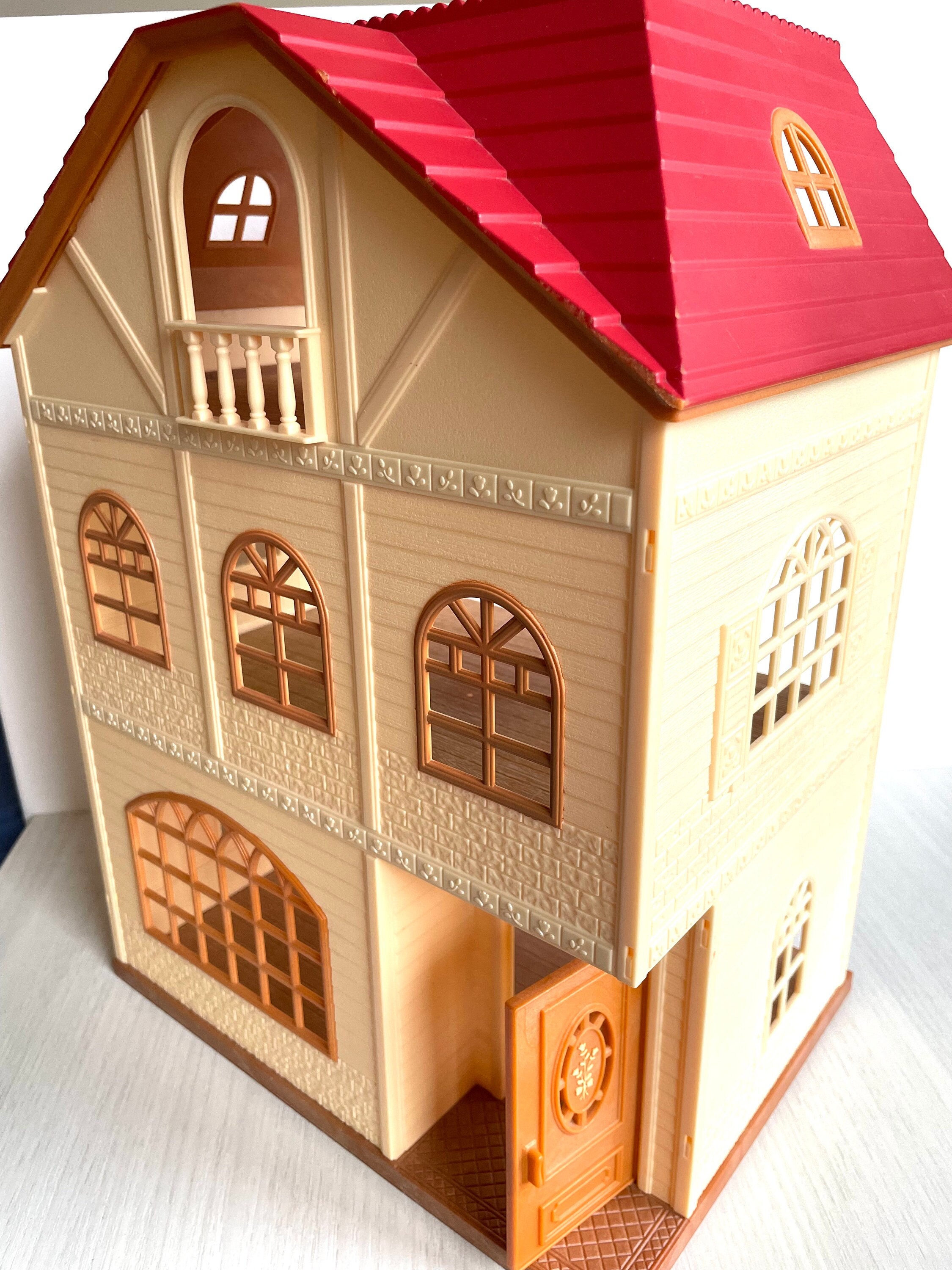 Calico Critters Cedar Terrace House 3 Story High Sylvanian Families Old House With Red Roof and Removable Floor With Grass Option Under Etsy Singapore