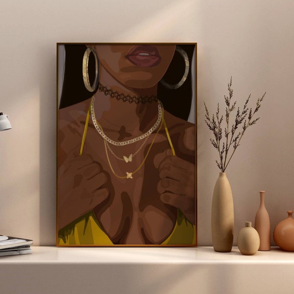 Black Woman Wall Art, Afro Art, Black Owned Shops, One Piece Poster, Urban Art, Black Art, Printable High Quality Wall Art, Home Decor