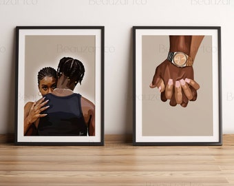 Black Art Prints, Black Couple Art, Pop Culture Wall Art, African American Wall Art, Black Love Wall Art, Black Owned Shops Art