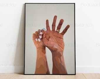 Cartel de pareja negra, amor negro, arte negro, arte afro, arte abstracto, arte personalizado, arte del hombre negro, arte de la pared