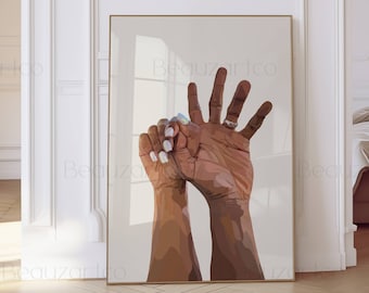 Cartel de pareja negra, amor negro, arte negro, arte afro, arte abstracto, arte personalizado, arte del hombre negro, arte de la pared