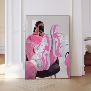 Pink Sneakers Wall Art, Printable Wall Art, Trendy Wall Art, Black Culture Art, Black Art Prints, Printable Black Art, Black Owned Shops Art