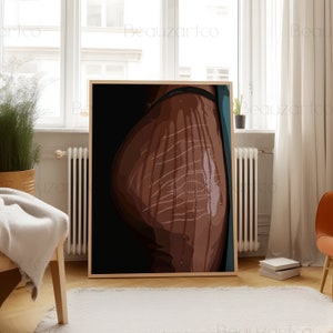 May include: A digital illustration of a brown, curvy, human body part with a dark background. The body part is covered in thin, white lines.