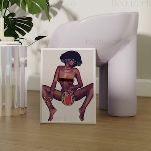 Naked Black Woman Wall Art Poster, Black Art Prints, Minimalist Cultured Art, Vintage Art, African American Wall Art, Black Owned Shops image 5